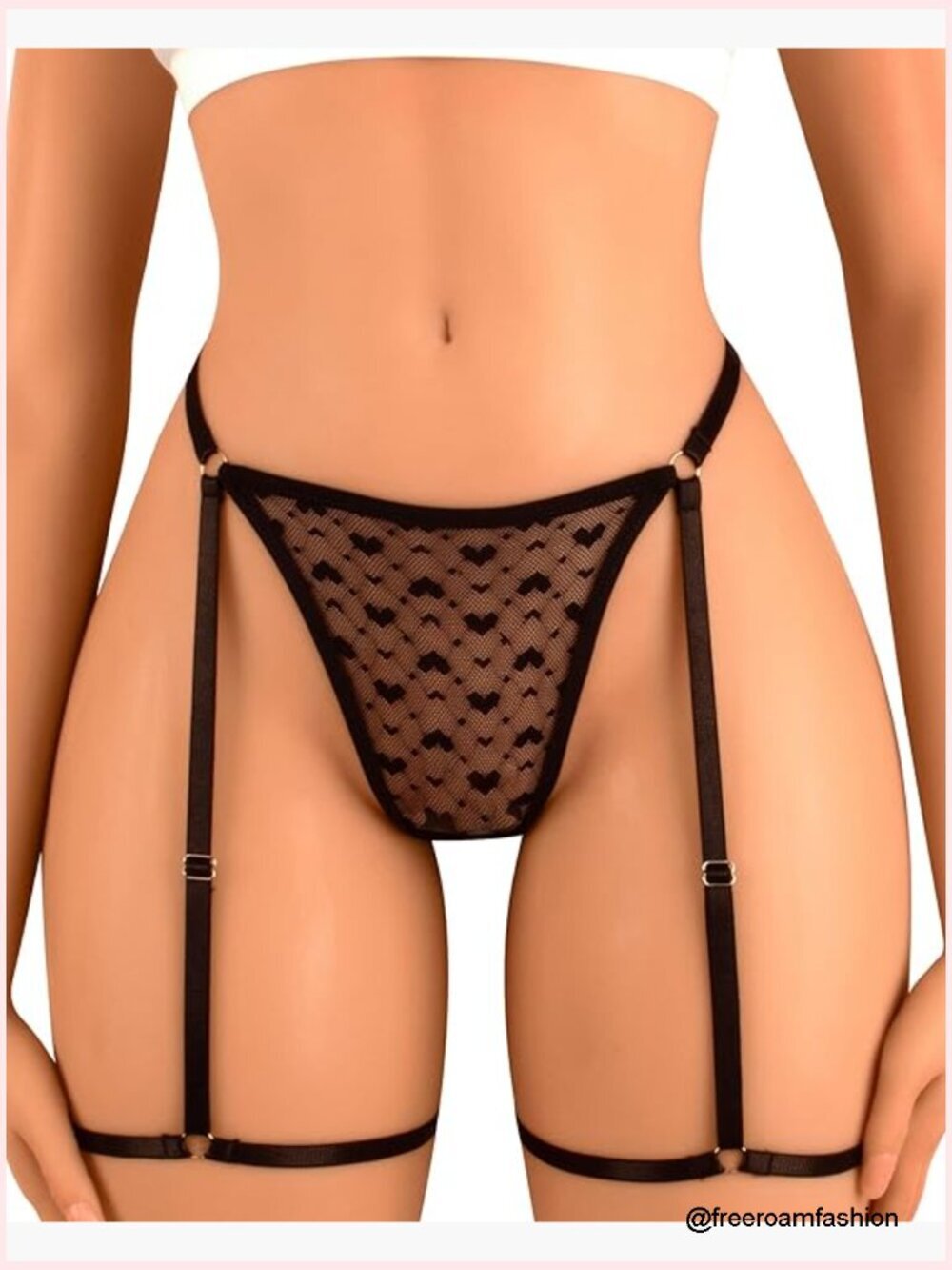 G-String Thong with Adjustable Garter Belt, Recycled Material, Sexy Lingerie